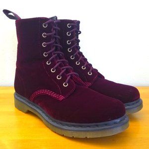 Dr. Martens cherry red / burgundy velvet Page boots W 11